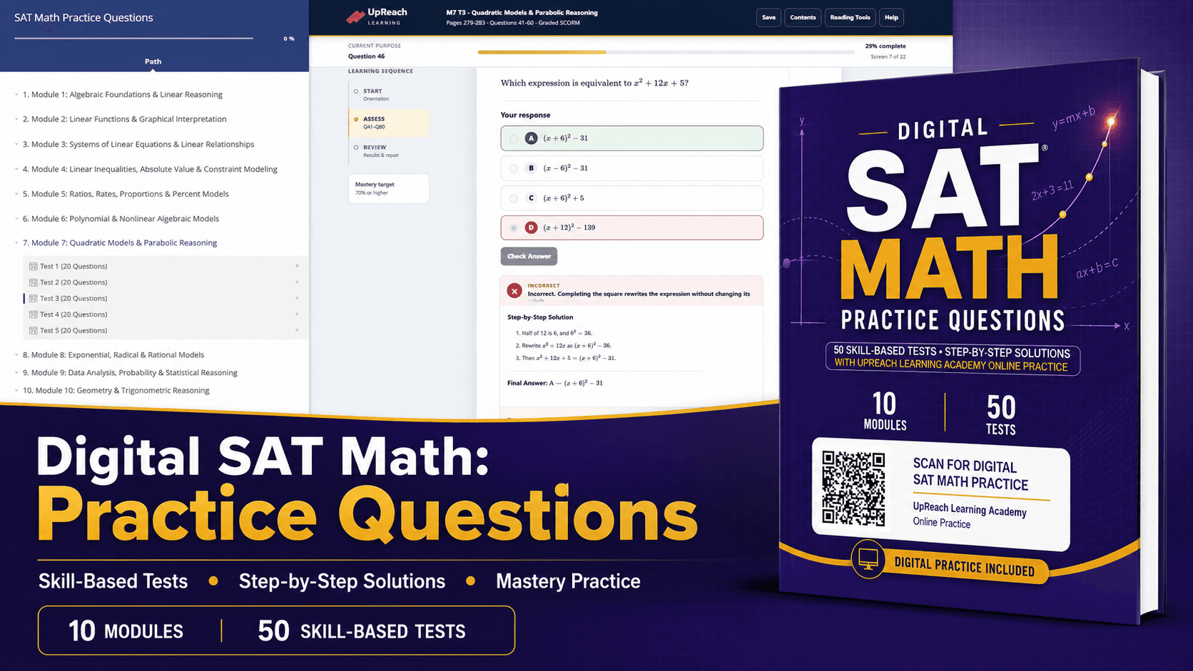 Digital SAT Math textbook and UpReach companion course